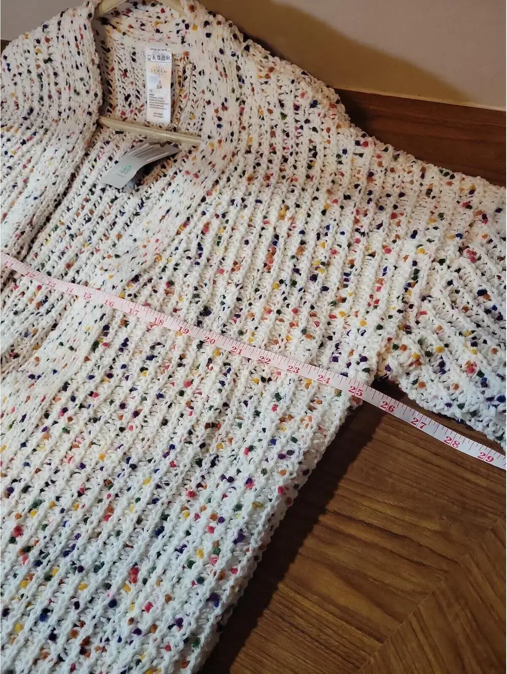 Serra Oversized Knit Cardigan S0weater S/M White Multi-Color Speckled